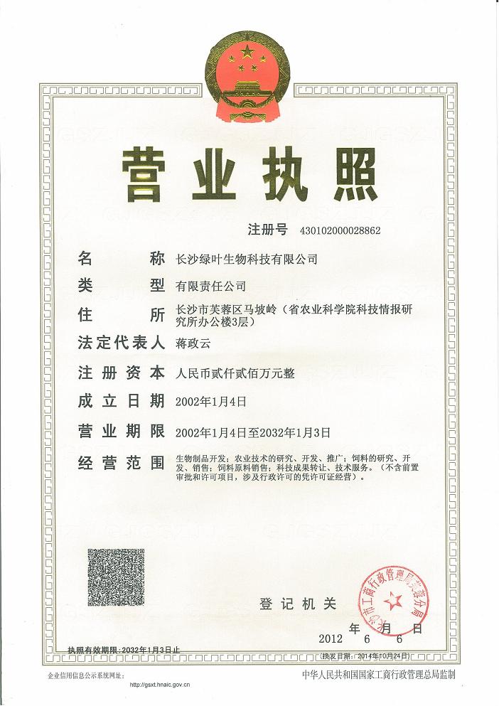 长沙绿叶营业执照